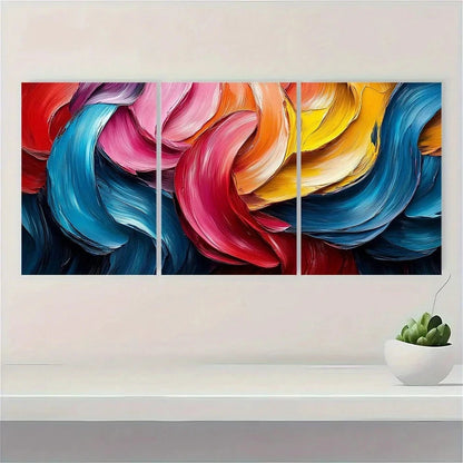 3pcs Abstract Ribbons Modern Painting Metal Print Ready to Hang Art