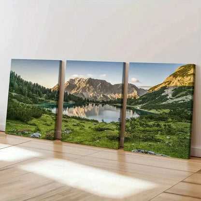 3pcs Mountains Lake Forest Modern Landscape Wall Art Set Canvas Framed 40x60cm - High Quality Print 100% Australian Made Wall Canvas Ready to Hang