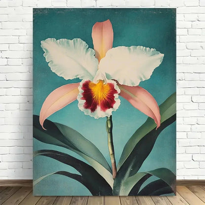 Beautiful Orchid Paradise Bloom Modern Painting 40x60cm Metal Print Ready to Hang