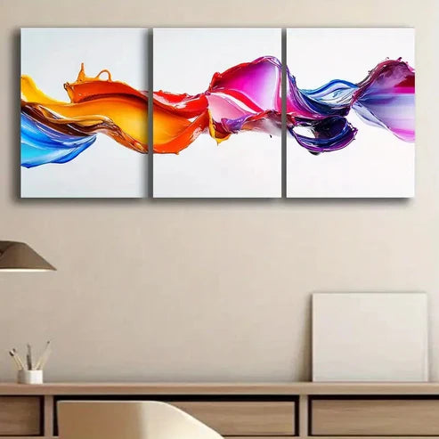 3pcs Colorful Splashes of Liquid Paint Perfect Wall Art Set Canvas Unframed - High Quality Print 100% Australian Made Wall Canvas