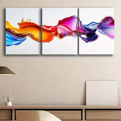 3pcs Colorful Splashes of Liquid Paint Perfect Wall Art Set Canvas Unframed - High Quality Print 100% Australian Made Wall Canvas