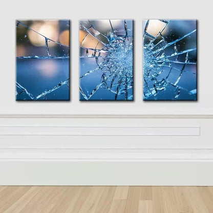 3pcs Modern Abstract Broken Glass Design Metal Print Ready to Hang Art