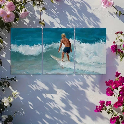 3pcs Ultimate Excitement Brought By Surfing Metal Print Ready to Hang Art