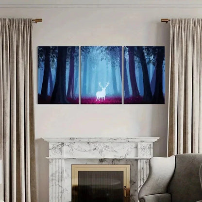 3pcs Forest Sparkling Deer Animal  Wall Art Set Canvas Framed 40x60cm - High Quality Print 100% Australian Made Wall Canvas Ready to Hang