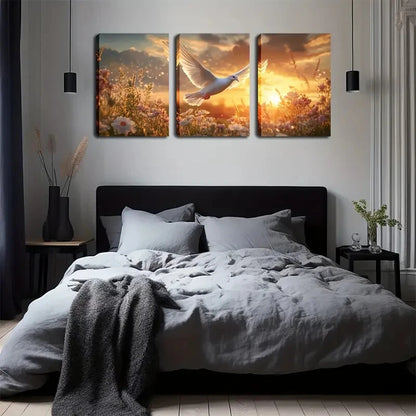 3pcs A Pigeon Spreading Beds Perfect Wall Art Set Canvas Framed 40x60cm - High Quality Print 100% Australian Made Wall Canvas Ready to Hang