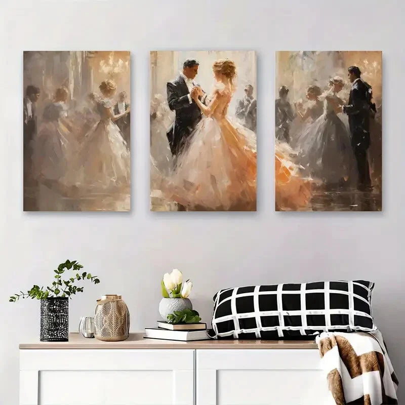 3pcs Romantic Ballroom Couple Wedding Perfect Wall Art Set Canvas Framed 40x60cm - High Quality Print 100% Australian Made Wall Canvas Ready to Hang