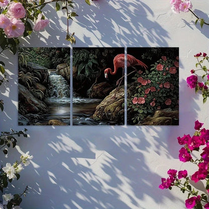 3pcs Flamingo Tropical Nature Scene Metal Print Ready to Hang Art
