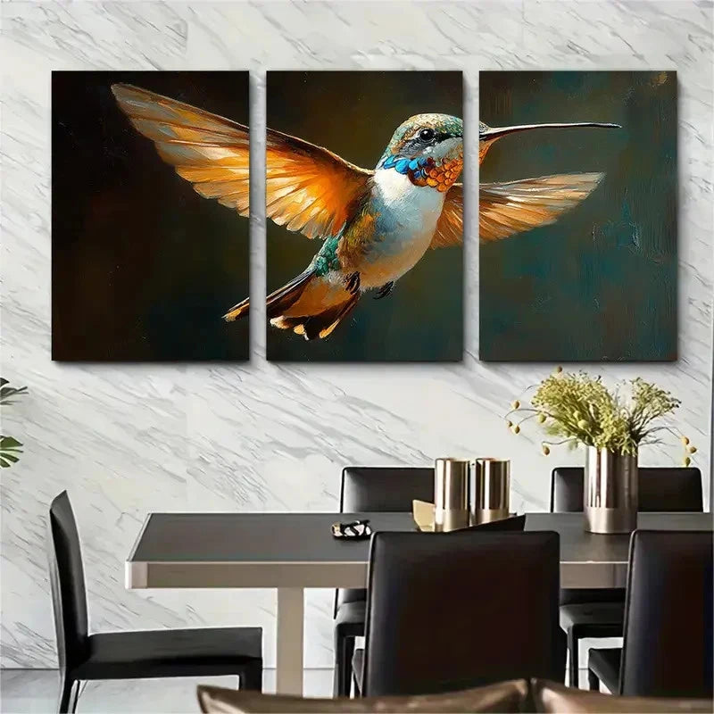 3pcs Vibrant Hummingbird Colorful Décor Perfect Wall Art Set Canvas Framed 60x90cm - High Quality Print 100% Australian Made Wall Canvas Ready to Hang