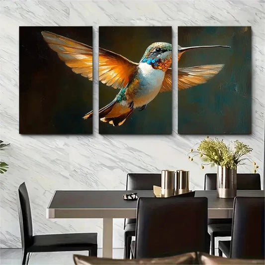3pcs Vibrant Hummingbird Colorful Décor Perfect Wall Art Set Canvas Framed 60x90cm - High Quality Print 100% Australian Made Wall Canvas Ready to Hang