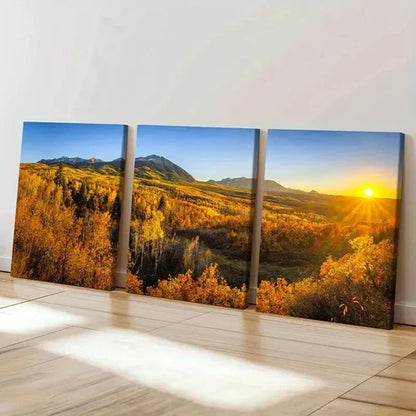 3pcs Autumn Forest Mountains Landscape Wall Art Canvas Unframed - High Quality Print 100% Australian Made Wall Canvas