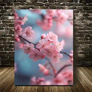 Vibrant Pink Floral Design with Soft Blue Background 40x60cm Metal Print Ready to Hang