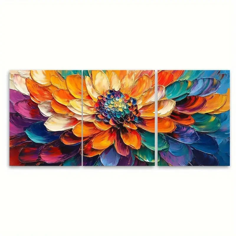 3pcs Bright and Bold Colored Flower Paintings Wall Art Set Canvas Framed 40x60cm - High Quality Print 100% Australian Made Wall Canvas Ready to Hang