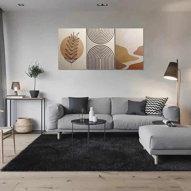 3pcs Modern Abstract Geometric Patterns Metal Print Ready to Hang Art