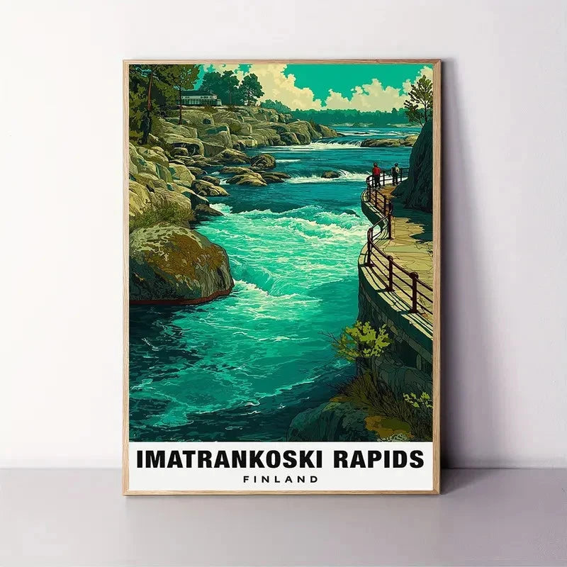 Imatrankoski Rapids Finland Travel Poster Print Wall Art