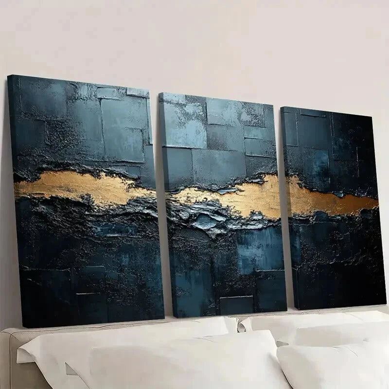 3pcs Modern Black and Silvery Texture Wall Art Set Canvas Framed 40x60cm - High Quality Print 100% Australian Made Wall Canvas Ready to Hang