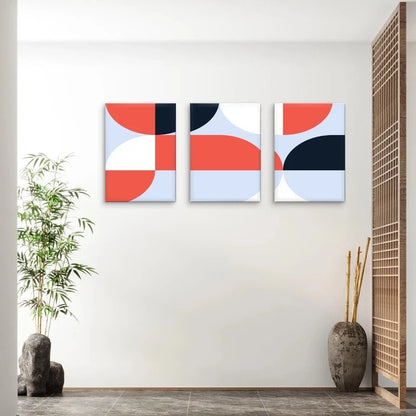 3pcs Modern Geometric Abstract Pattern Neutral Wall Art Set Canvas Framed 40x60cm - High Quality Print 100% Australian Made Wall Canvas Ready to Hang