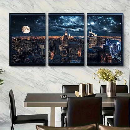 3pcs New York City Skyline Modern Urban Metal Print Ready to Hang Art