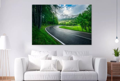 Road In Green Forest On Rainy  Wall Art Decor 100% Australian Made