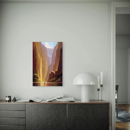 Sunlit Canyon & River Scene 60x90cm Metal Print Ready to Hang