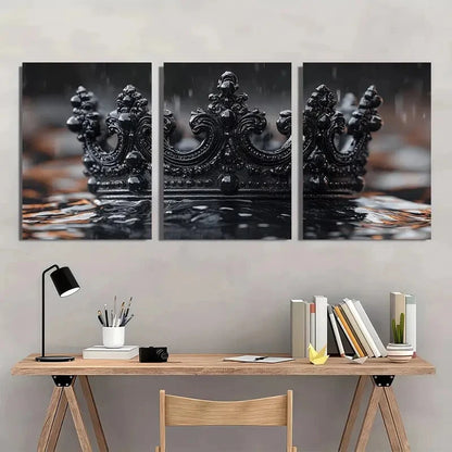 3pcs Black Queen Crown Halloween Metal Print Ready to Hang Art