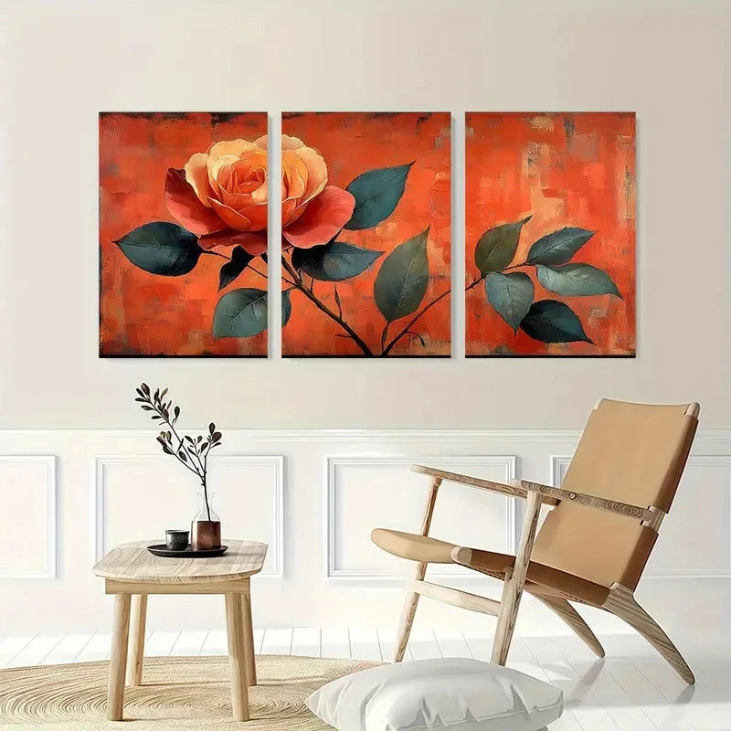 3pcs Vintage Rose By Emile Bernard Perfect Wall Art Set Canvas Framed 40x60cm - High Quality Print 100% Australian Made Wall Canvas Ready to Hang