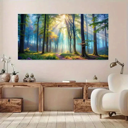 Sunlight Through  Forest wall canvas office home room framed 120x60cm