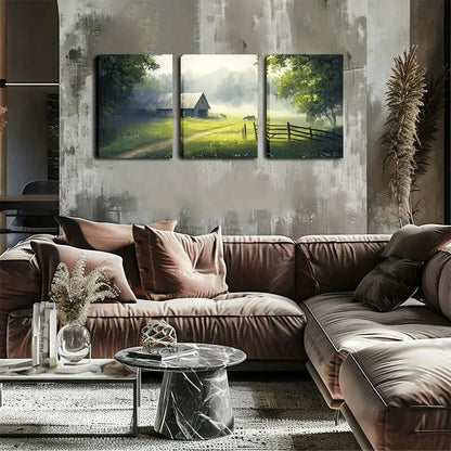 3pcs House Deep In The Foggy Forest Perfect Wall Art Set Canvas Framed 40x60cm - High Quality Print 100% Australian Made Wall Canvas Ready to Hang