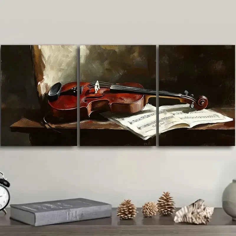 3pcs On The Theme Of Piano and Music Metal Print Ready to Hang Art