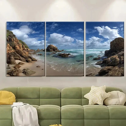 3pcs Misty Beach Seascape Photography Australia Wall Art Set Canvas Framed 40x60cm - High Quality Print 100% Australian Made Wall Canvas Ready to Hang