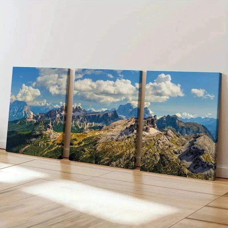 3pcs Mountains Valleys and Hills Landscape Wall Art Set Canvas Framed 40x60cm - High Quality Print 100% Australian Made Wall Canvas Ready to Hang