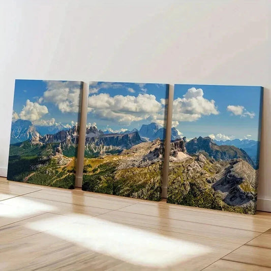 3pcs Mountains Valleys and Hills Landscape Wall Art Set Canvas Framed 40x60cm - High Quality Print 100% Australian Made Wall Canvas Ready to Hang