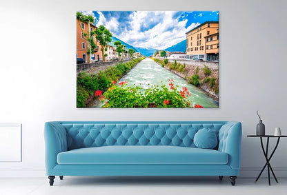 Town Of Tirano And Adda River Wall Art Decor 100% Australian Made