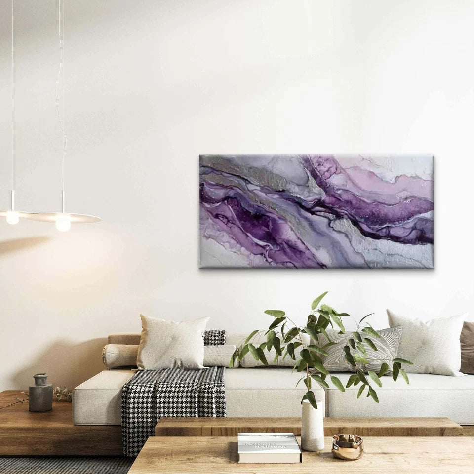 Purple Gradient Abstract Textur Wall Art Canvas Office Home Room Framed 120x60cm