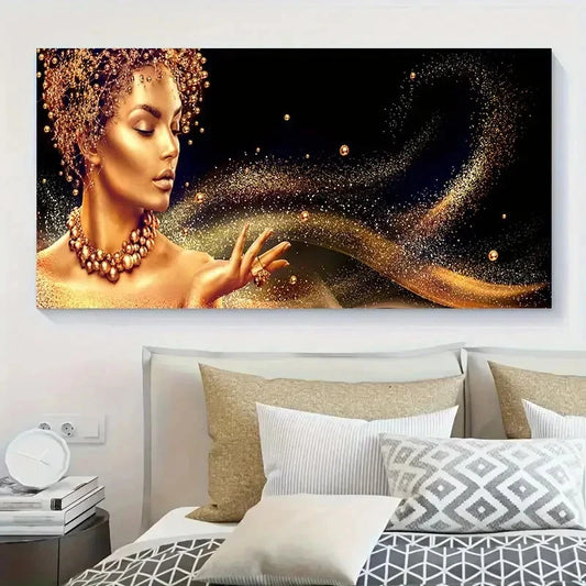 Golden Elegance Minimalist Wall Art Canvas Office Home Room Framed 120x60cm