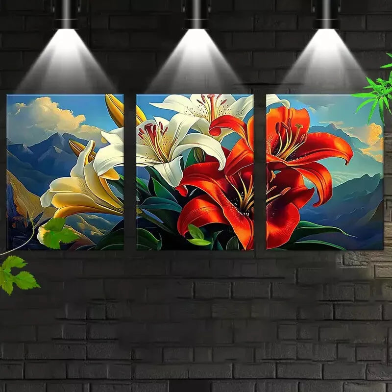 3pcs Charming Abstract Color Modern Florals Mountains Wall Art Set Canvas Framed 50x70cm - High Quality Print 100% Australian Made Wall Canvas Ready to Hang - Bella Home Decor