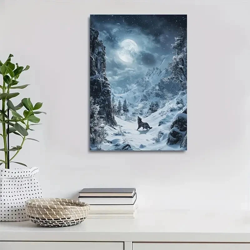 Steampunk Wolf Playful Wrestling Scene Painting 40x60cm Metal Print Ready to Hang