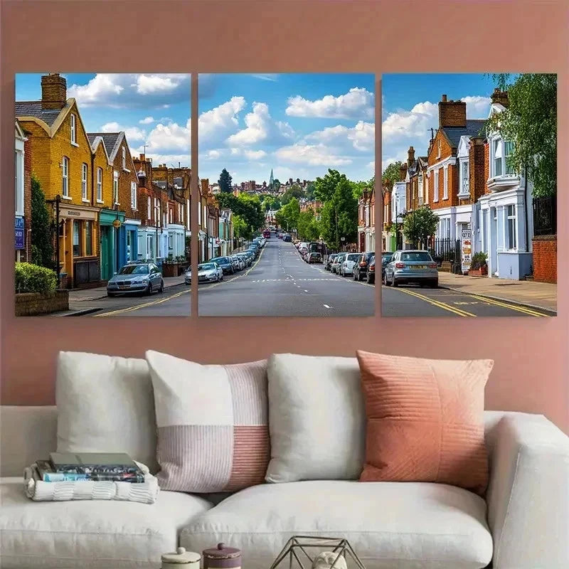 3pcs Baxley England British Décor Perfect Wall Art Set Canvas Framed 60x90cm - High Quality Print 100% Australian Made Wall Canvas Ready to Hang