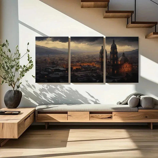 3pcs Gothic Cathedral Sunset Décor Perfect Wall Art Set Canvas Framed 40x60cm - High Quality Print 100% Australian Made Wall Canvas Ready to Hang
