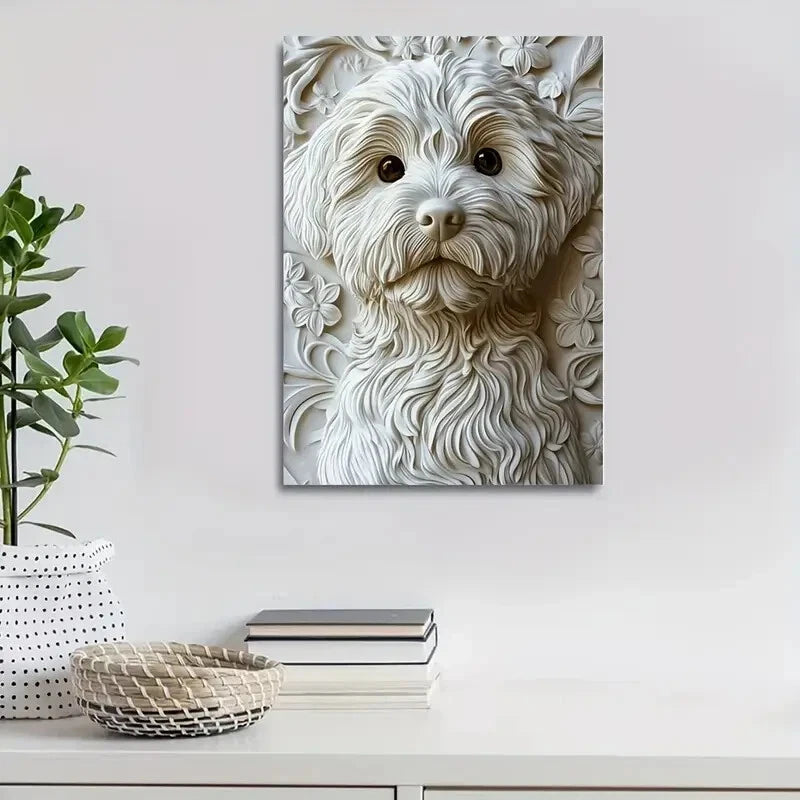 Beautiful Pomapoo Dog Featuring Painting 40x60cm Metal Print Ready to Hang