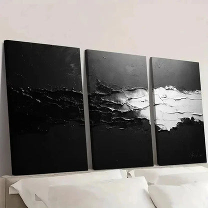 3pcs Black and White Abstract Texture Wall Art Canvas Unframed - High Quality Print 100% Australian Made Wall Canvas