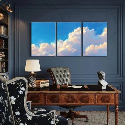 3pcs Modern Abstract Sky & Cloud Tranquil Nature Metal Print Ready to Hang Art