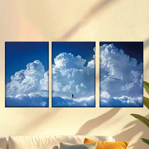 3pcs Charming Blue Sky and Huge Waves Wall Art Set Canvas Unframed – High Quality Print 100% Australian Made Wall Canvas