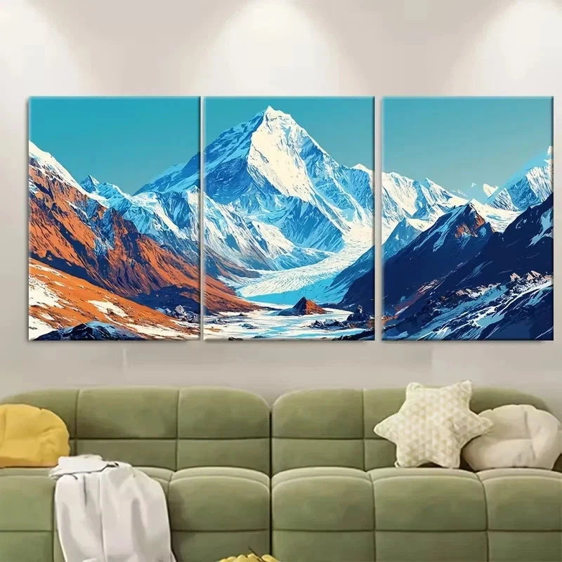 3pcs Sagarmatha National Park Wall Art Set Canvas Framed 50x70cm - High Quality Print 100% Australian Made Wall Canvas Ready to Hang
