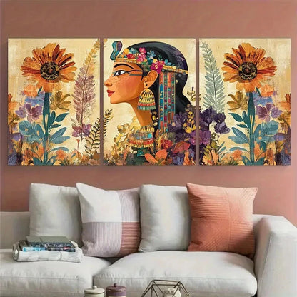 3pcs Vintage Egyptian Aesthetic Egypt Perfect Wall Art Set Canvas Framed 40x60cm - High Quality Print 100% Australian Made Wall Canvas Ready to Hang