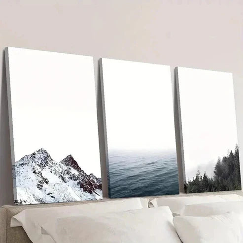 3pcs Simple Nordic Mountain Forest & Ocean Wall Art Canvas Unframed – High Quality Print 100% Australian Made Wall Canvas