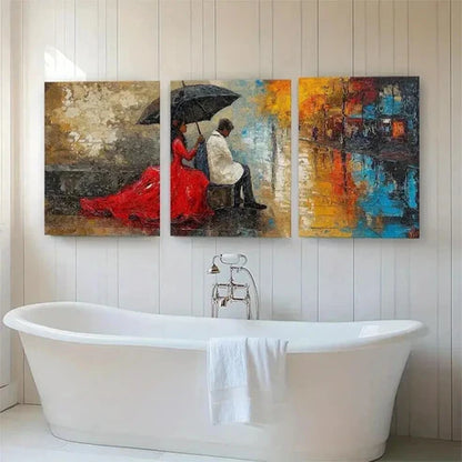3pcs Elegant Red & White Figures Against Perfect Wall  Art Set Canvas Unframed - High Quality Print 100% Australian Made Wall Canvas