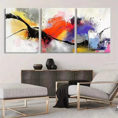 3pcs Colorful Abstract Expressionist Perfect Art Set Canvas Unframed - High Quality Print 100% Australian Made Wall Canvas