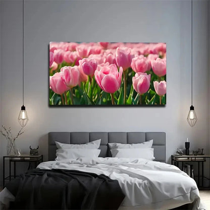 Modern Minimalist Pink Tulip Wall Art Canvas Office Home Room Framed 120x60cm