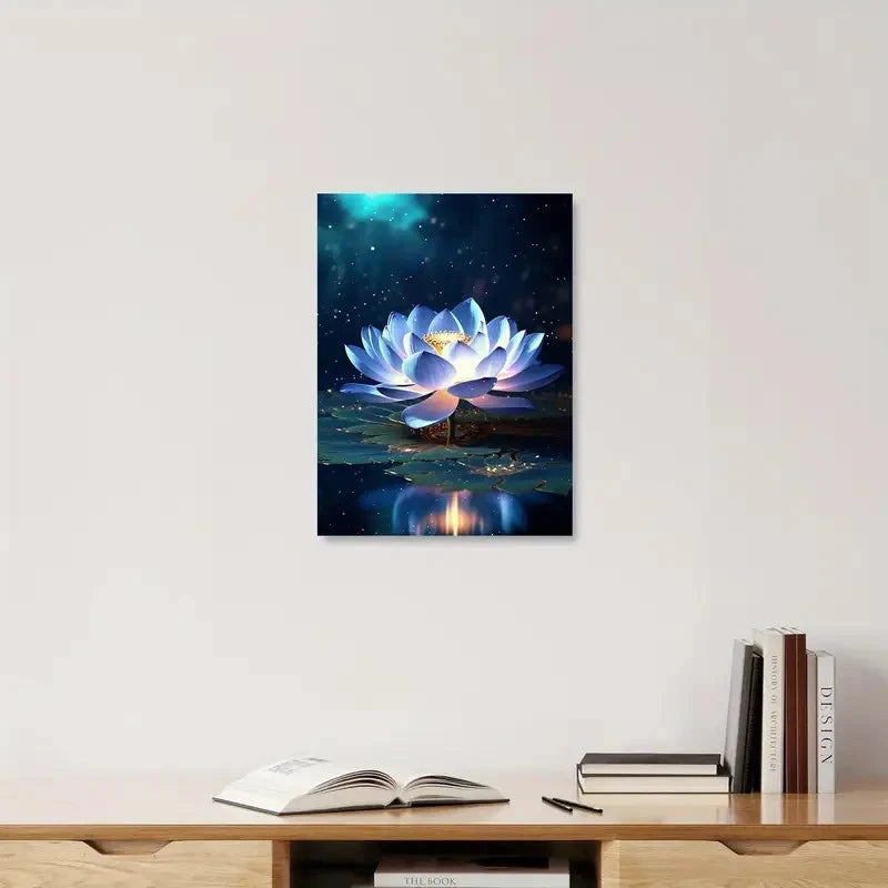 Beautiful Carnation Colorful Lotus Flower Painting 40x60cm Metal Print Ready to Hang