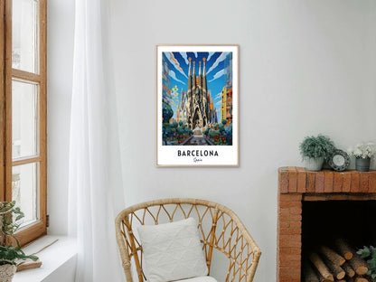 Barcelona Spain Sagrada Familia Cathedral Travel Poster Print Wall Art